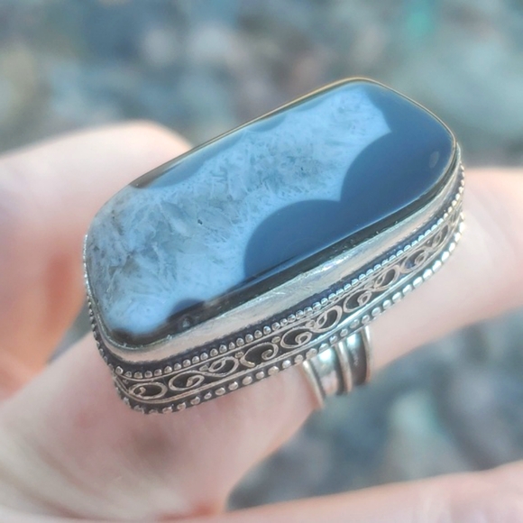 New Overzized Solar Quartz Agate 925 Silver Ring. - Picture 4 of 12